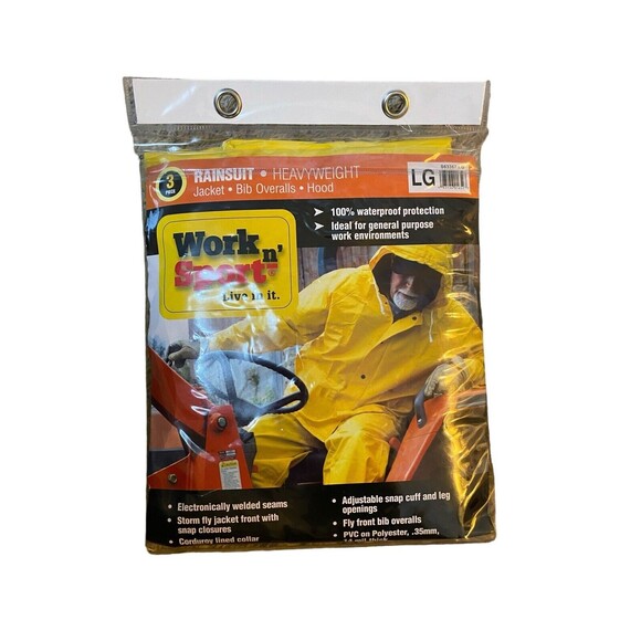 Work N Sport Heavyweight 3 Piece Rainsuit Size Large New - Picture 1 of 6